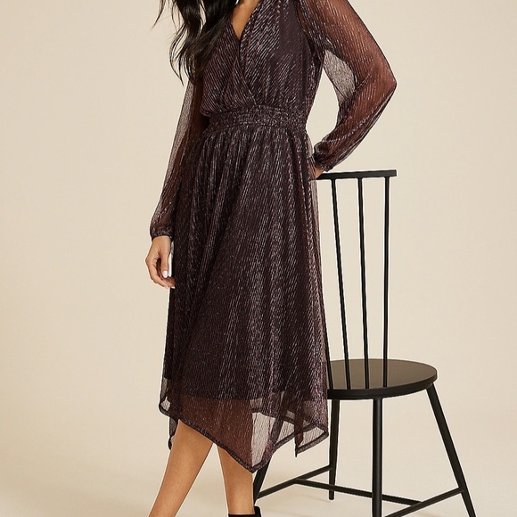 Metallic long sleeve midi dress - Picture 3 of 4